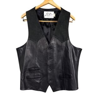 Cassidy Leather Fashions Women's Vintage Leather And Suede Vest Black Size L